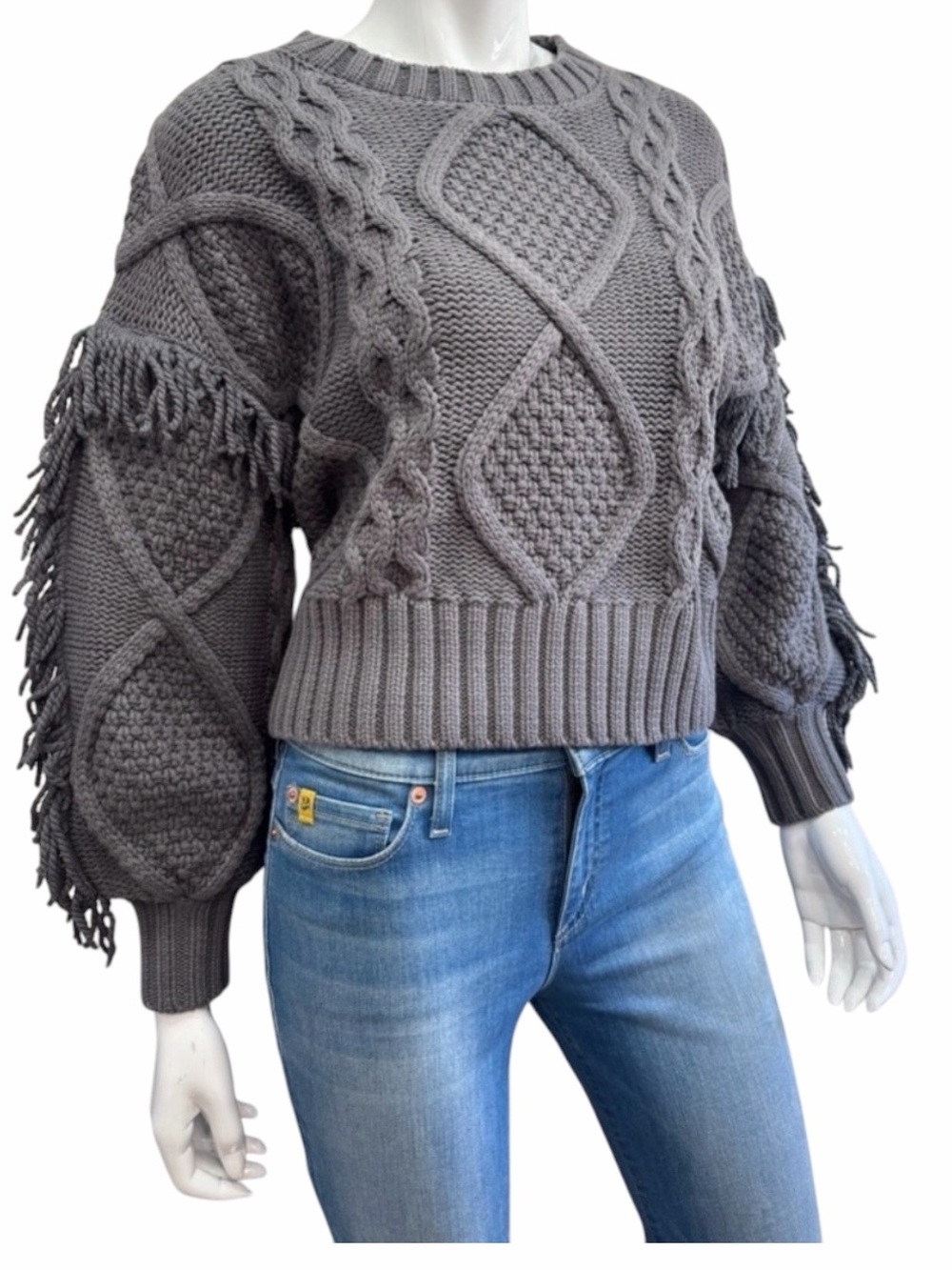 Line And Dot Women’s NWT “Jasper Fringe Sweater” In Charcoal Gray. Size XS. - Picture 9 of 14
